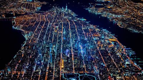 Wallpaper Street Light City Cityscape Night Reflection New York