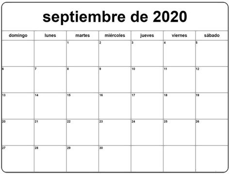 Calendario Septiembre 2020 Con Festivos