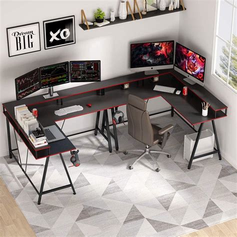 L Shaped Desk Corner Computer Gaming Desk With Monitor Stand For Office And Gamer Ebay