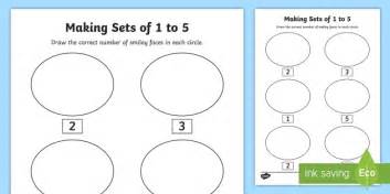 Junior Infants Making Sets Of 1 To 5 Worksheet
