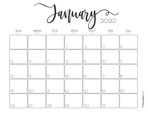 2020 Calendar Printable Cute 2020 Printable Calendar Posters Images