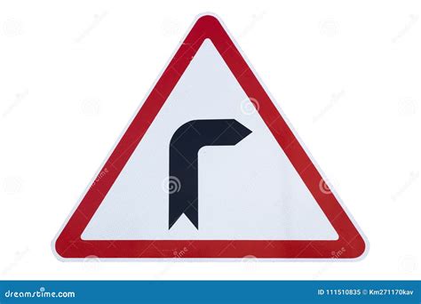 Road Sign `bend To Right` Isolated On White Stock Image Image Of