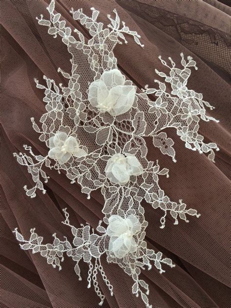 You got both the most girlish color and florals on the dress. White lace applique, lace motif with SWAROVSKI crystal, 3D ...
