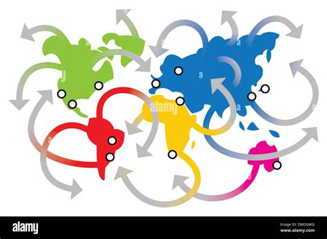 Colorful Simplified World Map Arrows Hi Res Stock Photography And
