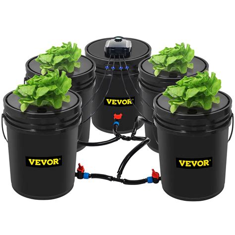 Vevor Dwc Hydroponic Bucket System 5 Gallon 5 Buckets Deep Water