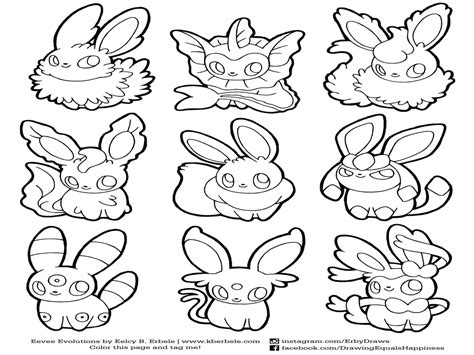 Coloring Pages Eevee Evolutions Together Coloring Pages