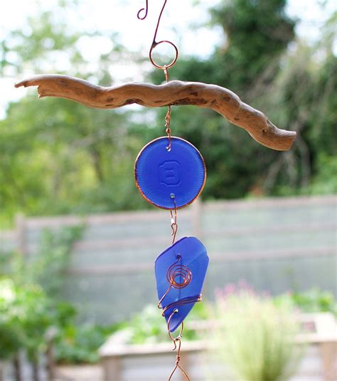 Wind Chime Driftwood Sea Glass Copper Outdoor Wind Chimes Sea Glass