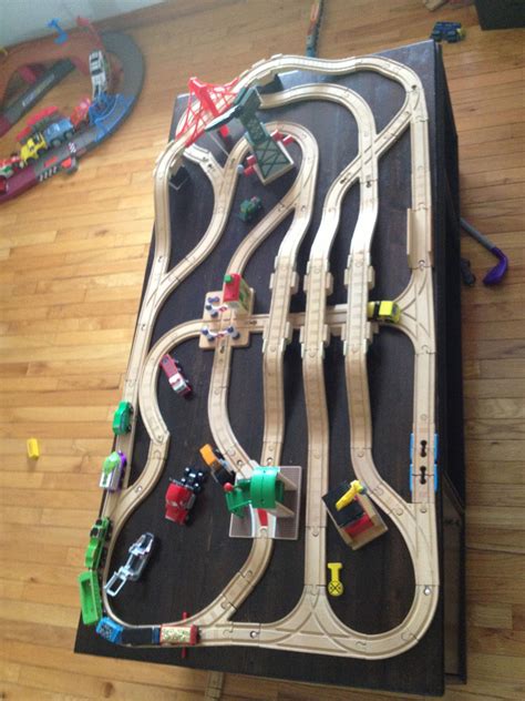Wooden train track design #modeltrainlayouts | Wooden train, Wooden train set, Wooden train track