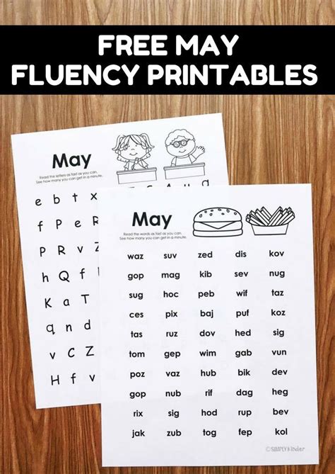 Free Fluency Printables For Kindergarten Work On Letter Naming And