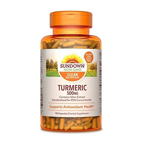 Suplementos de cúrcuma por sundown para saúde antioxidante extrato de