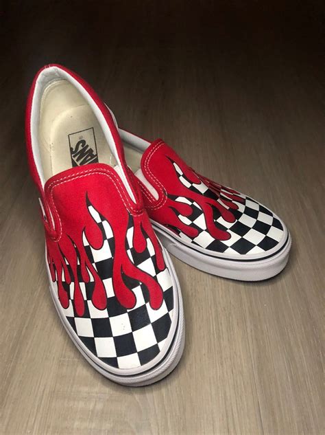 Vans old skool red & white checkered skate shoes | zumiez. Red & Black Checkered Drip Vans in 2020 | Red vans shoes ...