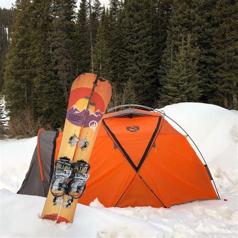 winter camping and splitboarding ️⛺️🏂 custom oz splitboard and custom karakoram bindings