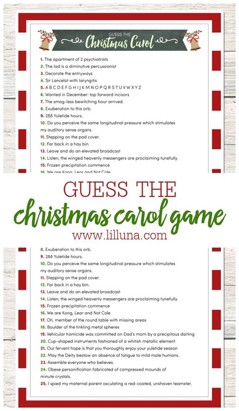 Guess The Christmas Carole Game Free Printable Lil Luna