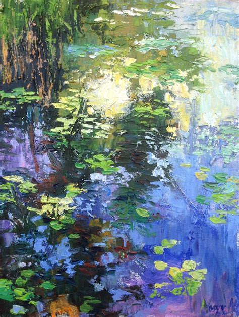 Abstract Water Lilies Pond Oil Painting Landscap Artfinder