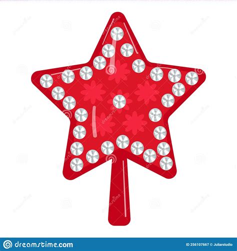 Red Star Christmas Tree Toy Icon Cartoon Vector Winter Decoration