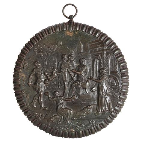 19th Century Patinated Bronze Plaque Of The Judgement Of Solomon For