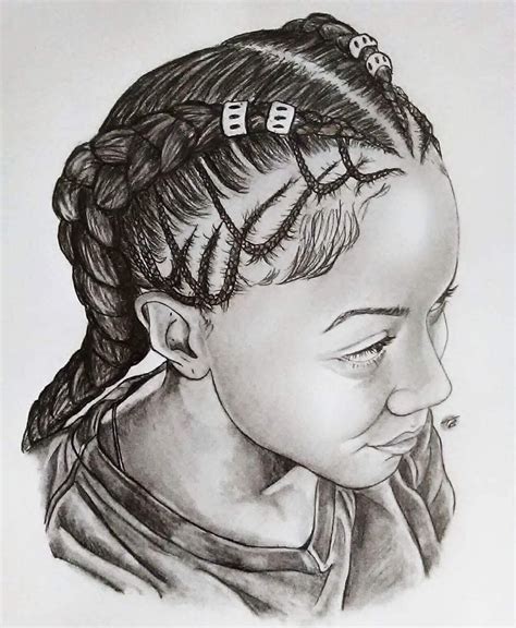 Light Advices Black Girl With Braids Drawing Of Black Girl With Braids
