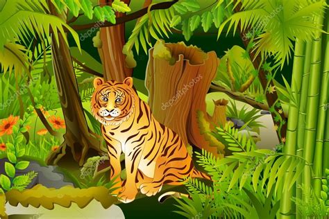 Tiger In Jungle Stock Vector By ©stockshoppe 36720395