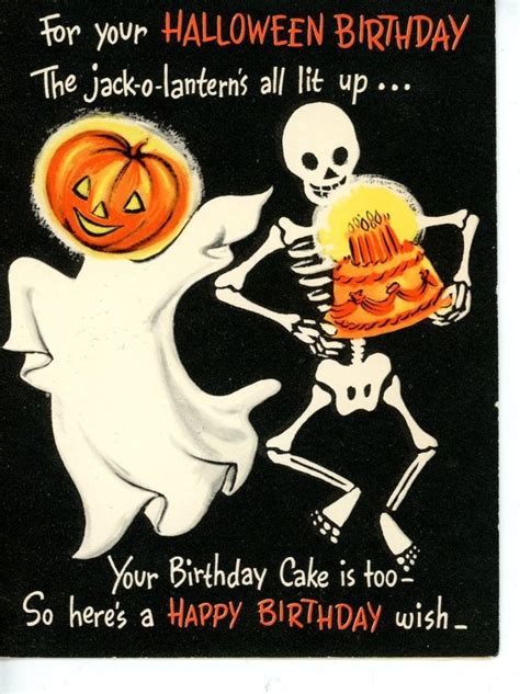 Vintage Halloween Birthday Greeting Card By Gibson Ghost Halloween Birthday Vintage Halloween