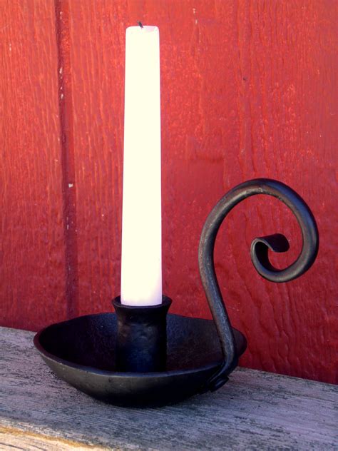 Primitive Wrought Iron Candle Holder Made By Furnace Brook Iron Works