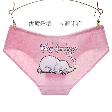 Hui Guan Stundent Style Cartoon Girls Panties Cotton Cute Elephant Underwear Women Breathable