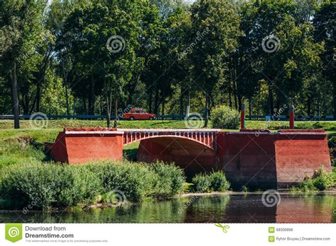 Old Red Bridge In The City Dobrush Belarus Stock Photo Image Of