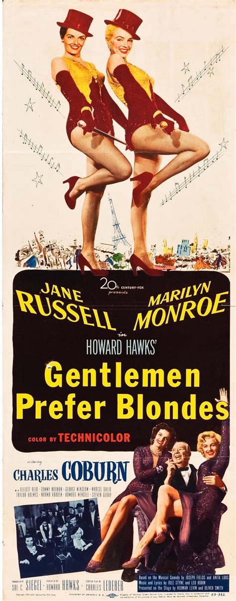 Jane Russell Marilyn Monroe Poster Gentlemen Prefer Blondes 1953