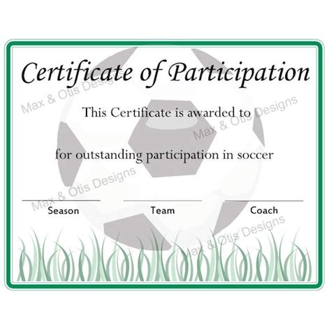 Soccer Certificate Of Participation Certificate By Maxandotis