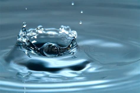 Beautiful Splash Of Water Drop On Water Surface Macro Photo Stock