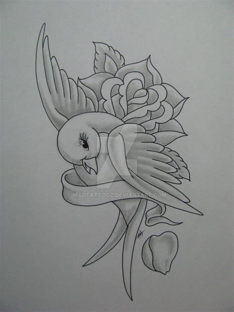 Bird And Rose Tattoo Design Drawings Drawings Art Drawings Sketches