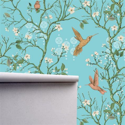 Chinoiserie Bird Wallpaper Peel And Stick Wall Mural Exotic Etsy Uk