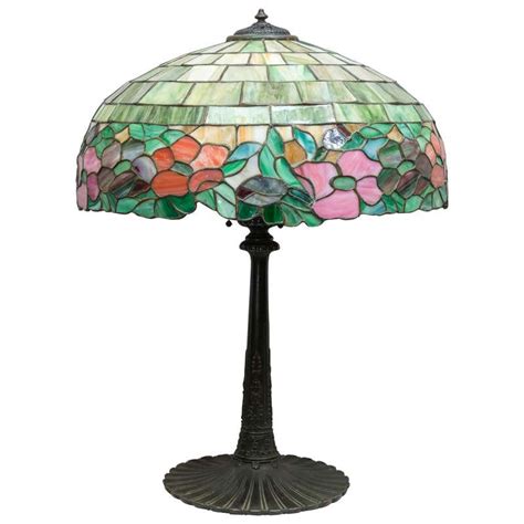 American Leaded Glass Floral Lamp By Wilkinson At 1stdibs