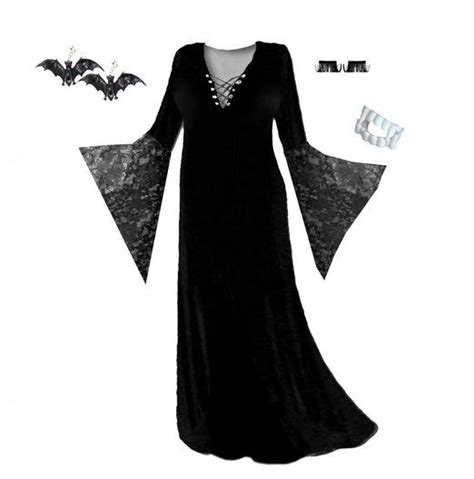 Sanctuarie Designs Womens Black Vampiress Blk Lace Economy Plus Size Supersize Halloween Kit
