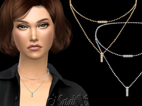 Diamond Bar Double Necklace By Natalis From Tsr • Sims 4 Downloads