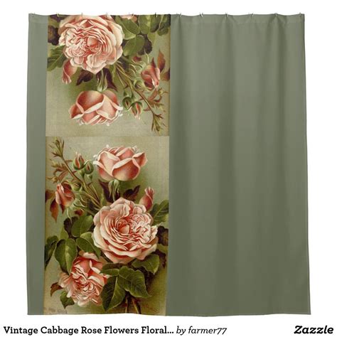 Vintage Cabbage Rose Flowers Floral Garden Shower Curtain Zazzle Garden Shower Floral