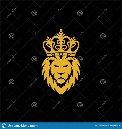 Illustration Lion King With Crown Logo Vector Stock Vector