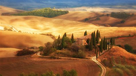 Italy Tuscany Fields Autumn House Trees Road1920x1080 Italia Mia