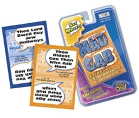 You may find yore luka ink hood, or you may get tied up in a tongue twister. Pocket Bible Mad Gab Card Game