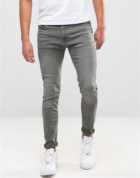 Lyst Jack Jones Intelligence Skinny Jeans In Washed Grey In Gray