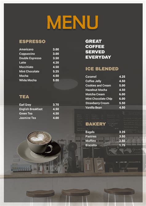 Coffee Shop Menu Example Psd Design Template Business Psd Excel
