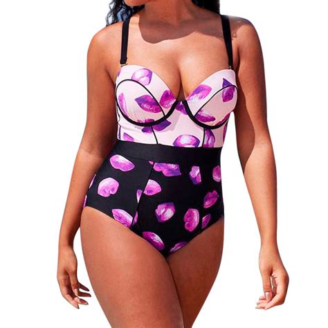 Buy Womail Swimwear Women Plus Size 2018 One Piece Swimsuit Monokini Sexy Lip