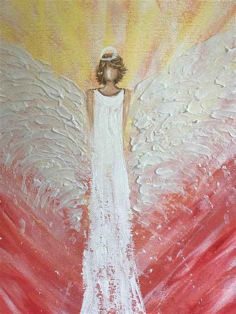 Original Guardian Angel Canvas Painting Watercolor Angel Angel