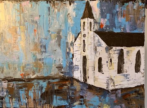Abstract Church Hand Painted Acrylic Etsy