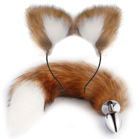 anal plug fox tail with hairpin butt plug tail ears headbands cosplay accessories prostate