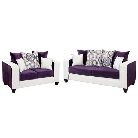 Riverstone Implosion Purple Velvet Living Room Set Sofa Sets At
