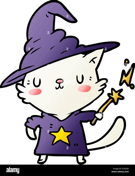 Magical Amazing Cartoon Cat Wizard Stock Vector Image Art Alamy
