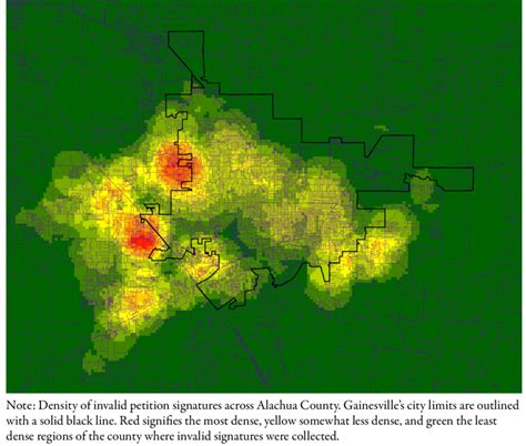 Density Of Invalid Petitions Signed By Alachua County Registered Voters