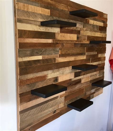 Reclaimed Barn Wood Wall Art With Shelves FREE SHIPPING - Etsy | Pared