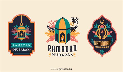 Ramadan Mubarak Stylish Labels Vector Download