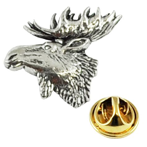 moose head english pewter lapel pin badge from ties planet uk